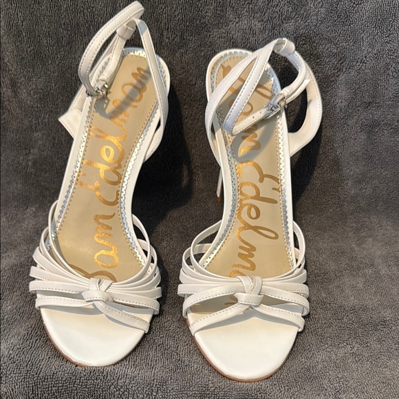 Sam Edelman White Strappy Heels with Ankle Buckle - Picture 4 of 7